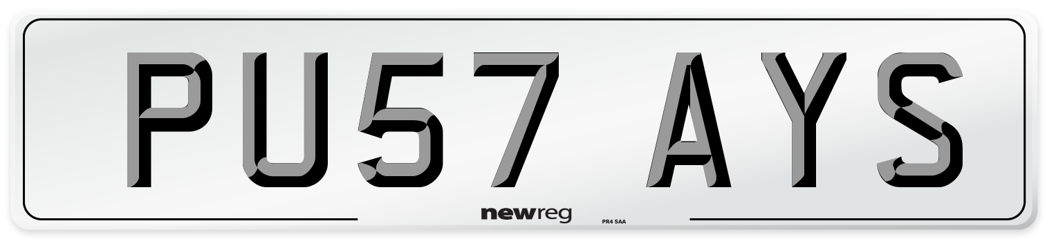 PU57 AYS Number Plate from New Reg